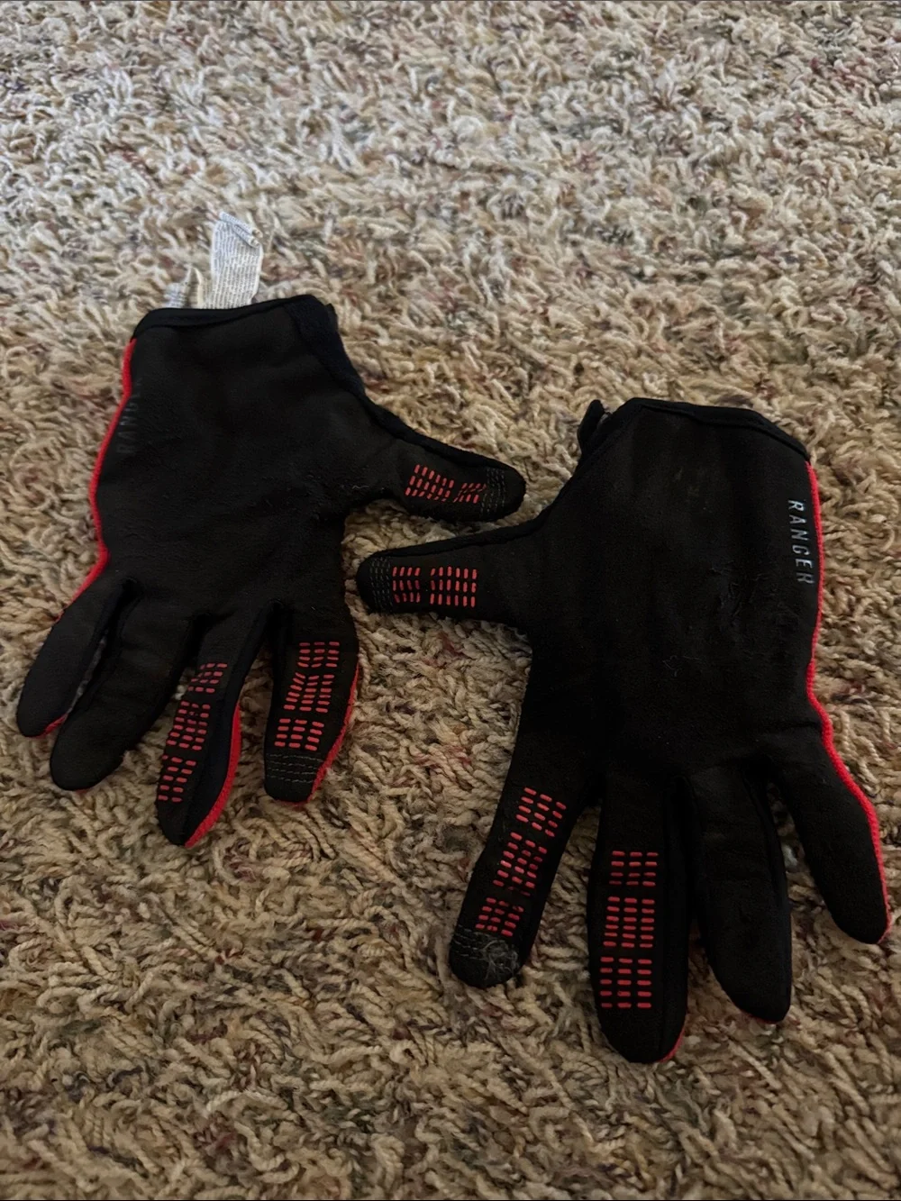 Fox Red and Black Kids Bike Racing Gloves - Youth Large